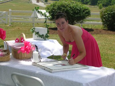 Stef signs the "guest book".